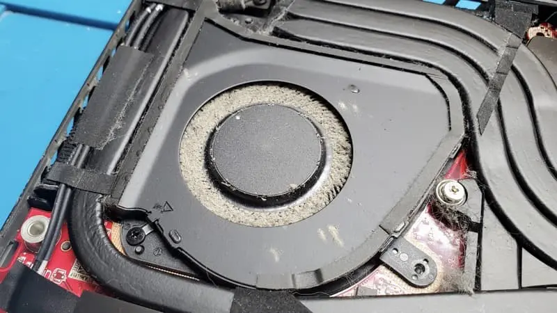 Computer fan full of dust